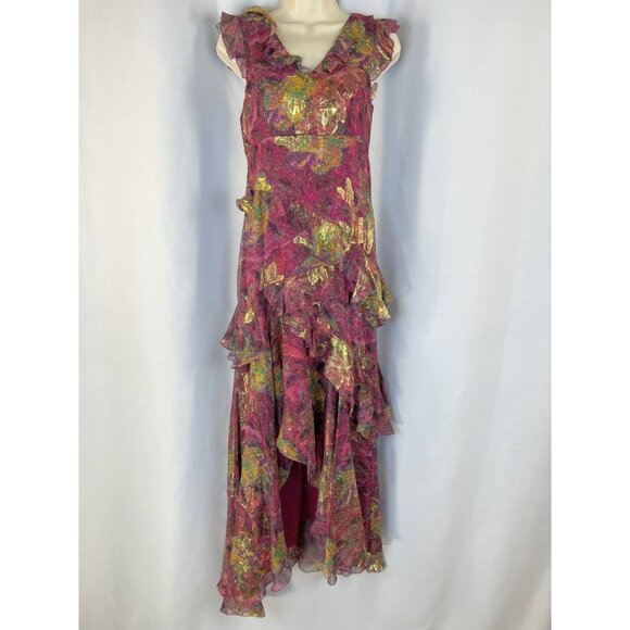 NWT Nicole Miller Pink Asymmetric High Low Silk Gown $660 - Picture 3 of 13